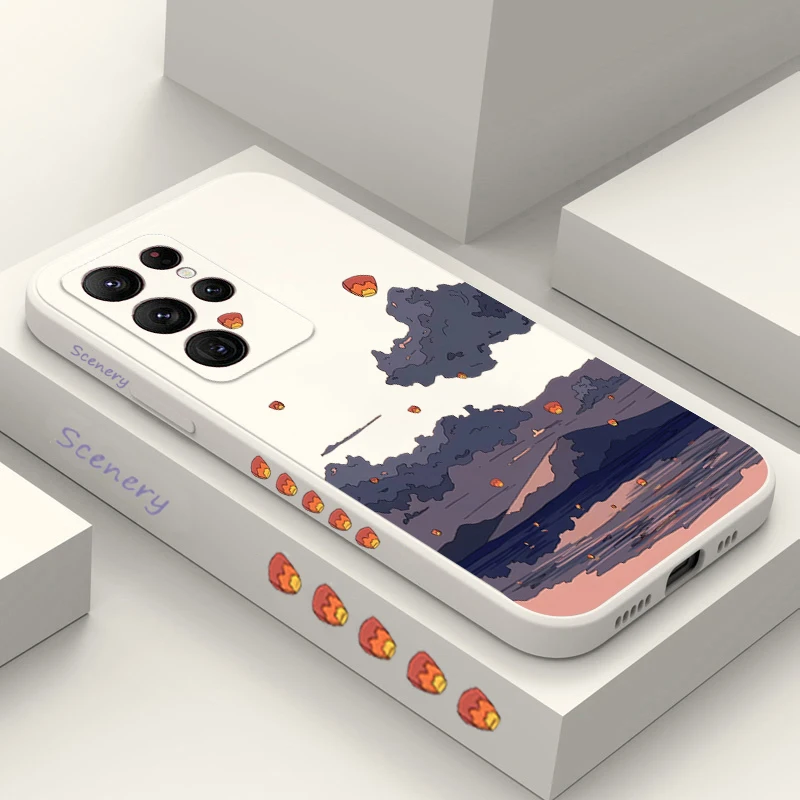 Funda blanda con paisaje de puesta de sol de Anime para Samsung Galaxy S23 Ultra S22 Plus S21 S20 FE A32 A52 A13 A33 A53 A14 A34 A54 - imagen 2