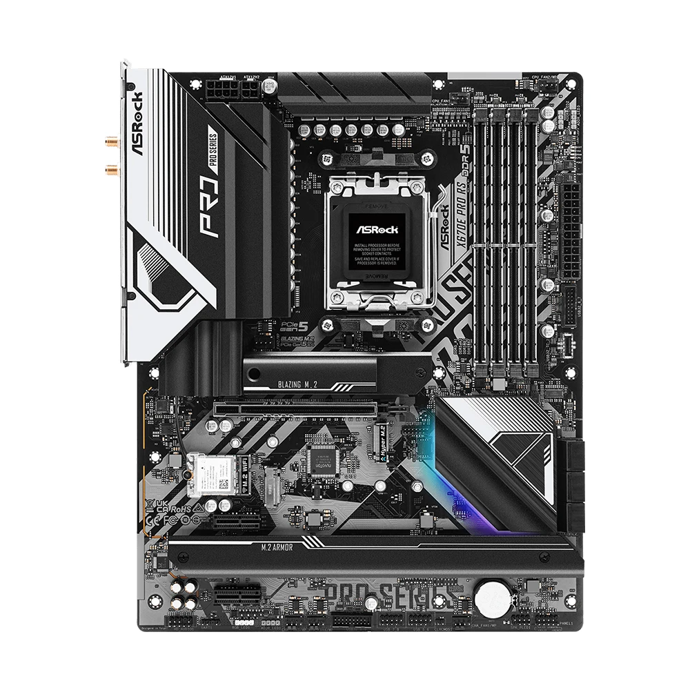 Placa base ASRock X670E Pro RS AMD X670 compatible con 7900 7800X3D 7700 7600X 7500F CPU DDR5 7800MHz M.2 NVME PCIe 5,0 AM5 - imagen 4