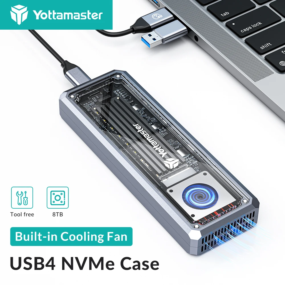 Yottamaster-carcasa para disco duro externo, carcasa para SSD, USB4, NVMe, 40gbps, Compatible con Thunderbolt 3/4, tipo C, NVMe, PCIE, 8TB