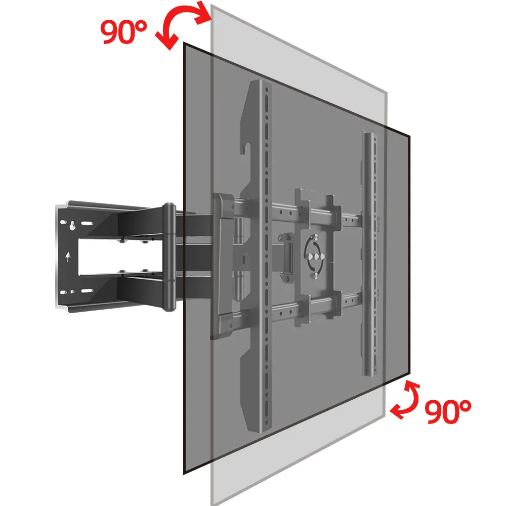 HILLPORT 55-90 pulgadas Vertical y Jorizontal giratorio TV montaje en pared pantalla brazo completo soporte de Monitor giratorio inclinado DY993 - imagen 2