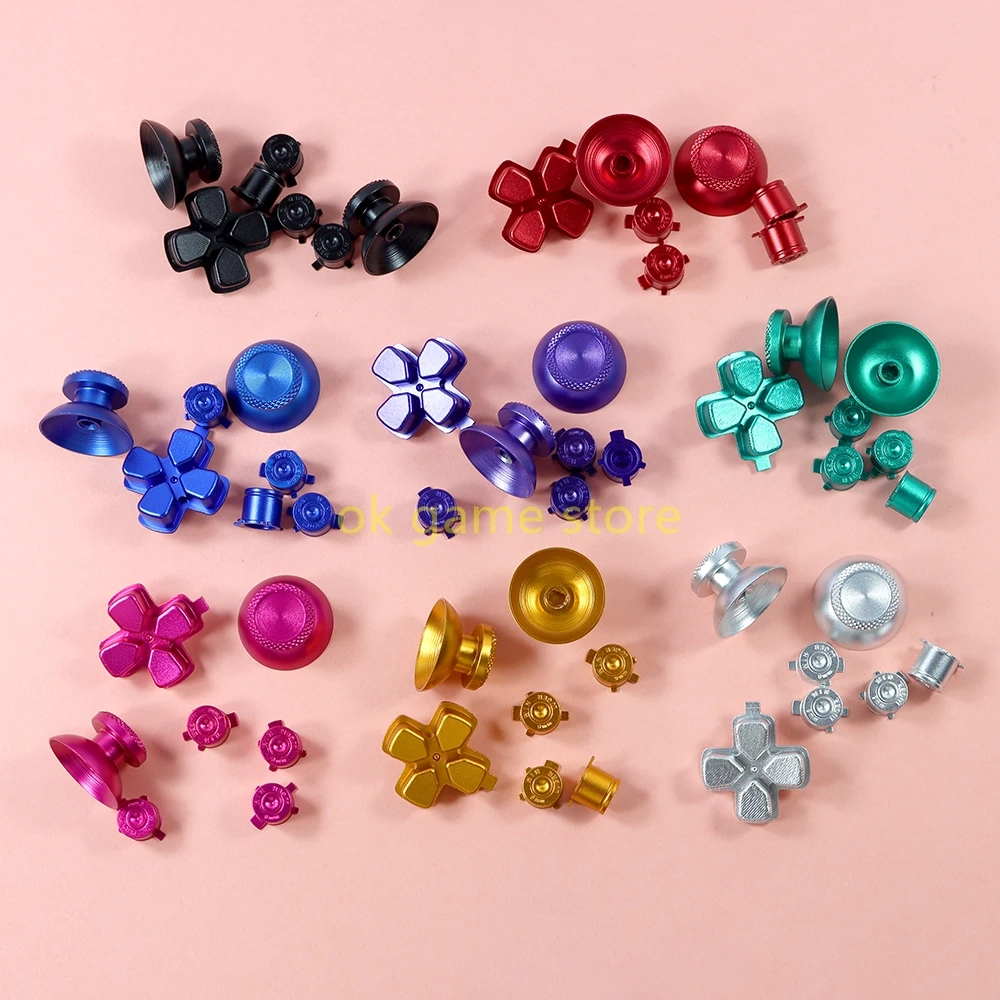 Botón de Metal 7 en 1 para controlador PS5, dirección de aluminio/botón tipo bala para Playstation5 d-pad Cross/botón ABXY/tapas de Joystick