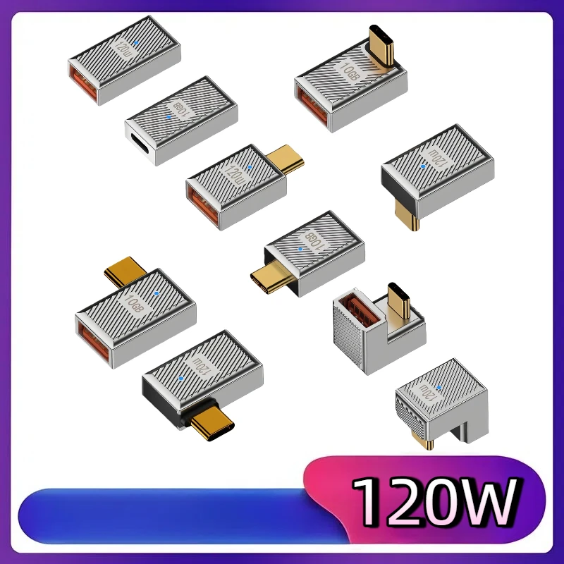 Adaptador USB OTG tipo C de aluminio de 120W, indicador Led, transferencia de datos de 10gbps, convertidor de carga de USB-C duradero para teléfono, Ipad y tableta - imagen 2