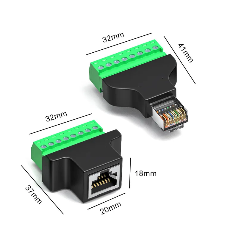Cabezal de conversión de red RJ45 a 8 pines, junta sin soldadura, conector de cristal macho hembra 8P8C, Terminal de conexión de blindaje de Metal - imagen 5