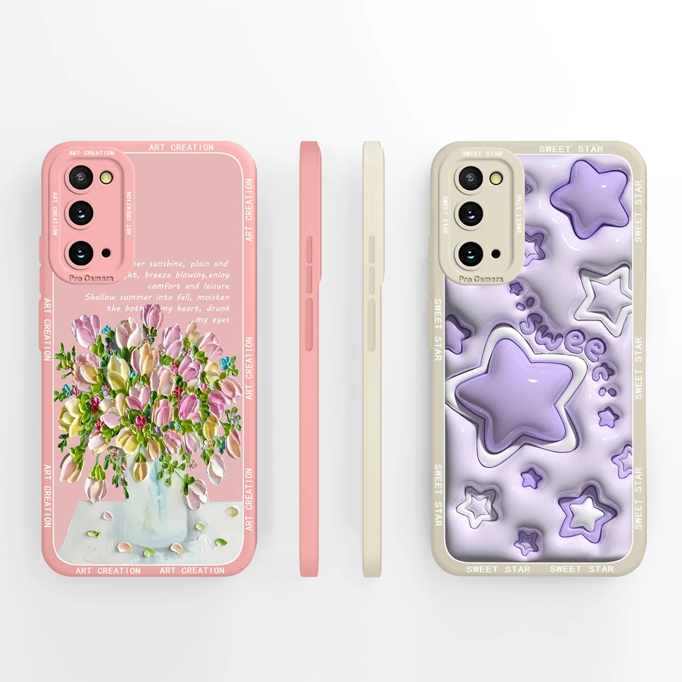 Para Samsung Galaxy S20 Plus Ultra S20 FE funda de teléfono encantadora estrella suave funda de silicona líquida para GalaxyS 20 carcasa anticaída