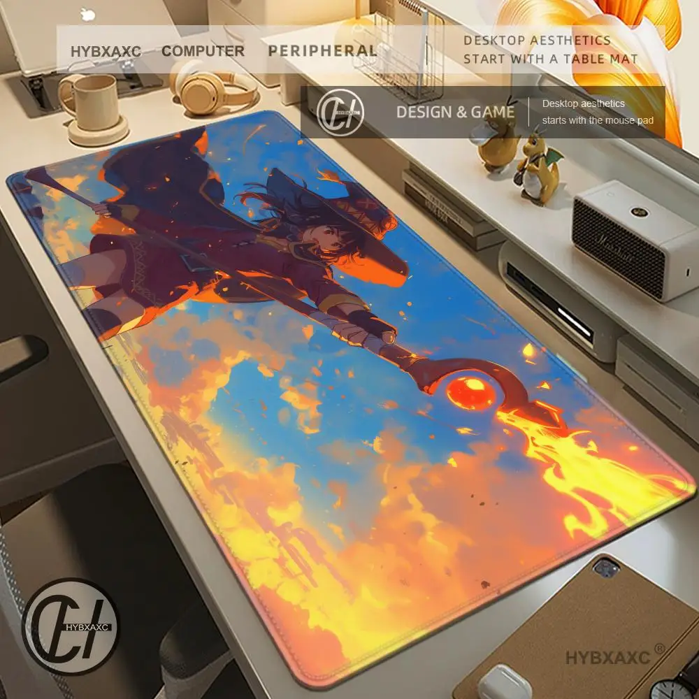 Alfombrilla de ratón de anime KonoSuba Megumin, en existencia, para juegos de portátiles, tamaño de alfombrilla de ratón para teclado de juego con bloqueo de borde grande - imagen 2