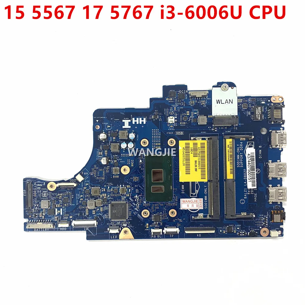 BAL21 LA-D802P para Dell Inspiron 15 5567 17 5767 placa base para ordenador portátil CN-02R3V9 W/i3 I5 CPU DDR4 100% en funcionamiento - imagen 2