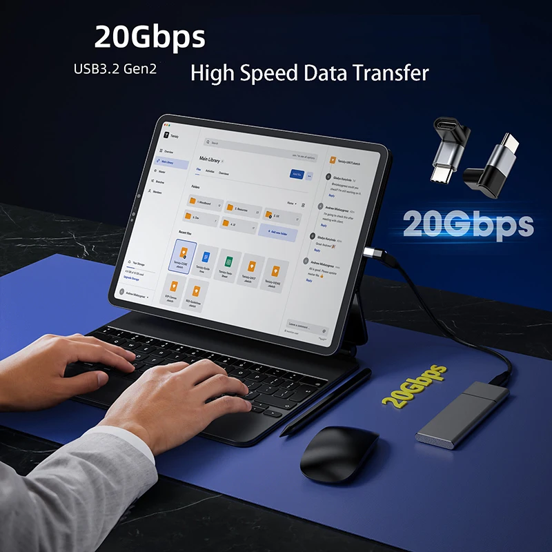 Convertidor USB tipo C, adaptador de codo macho a hembra para interruptor, enchufe de transferencia de 4K60HZ PD100w 20gbps para iPad Steam Deck Phone Laptop - imagen 4