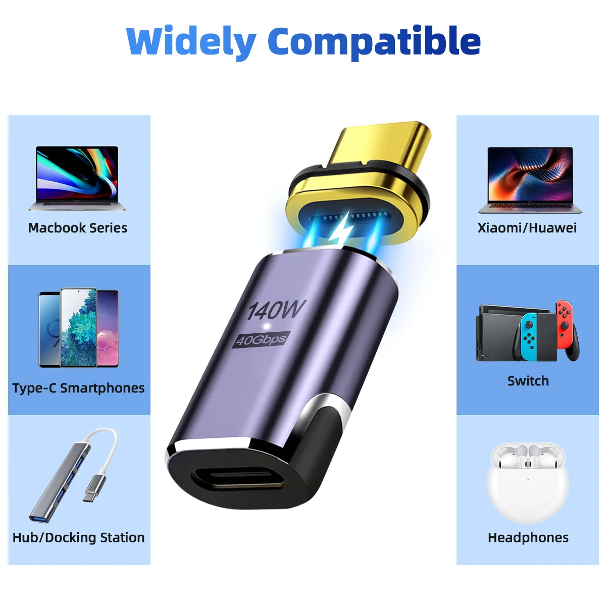 Cable USB-C Magnético 140W - Carga Rápida Thunderbolt3 40Gbps 8K - imagen 5