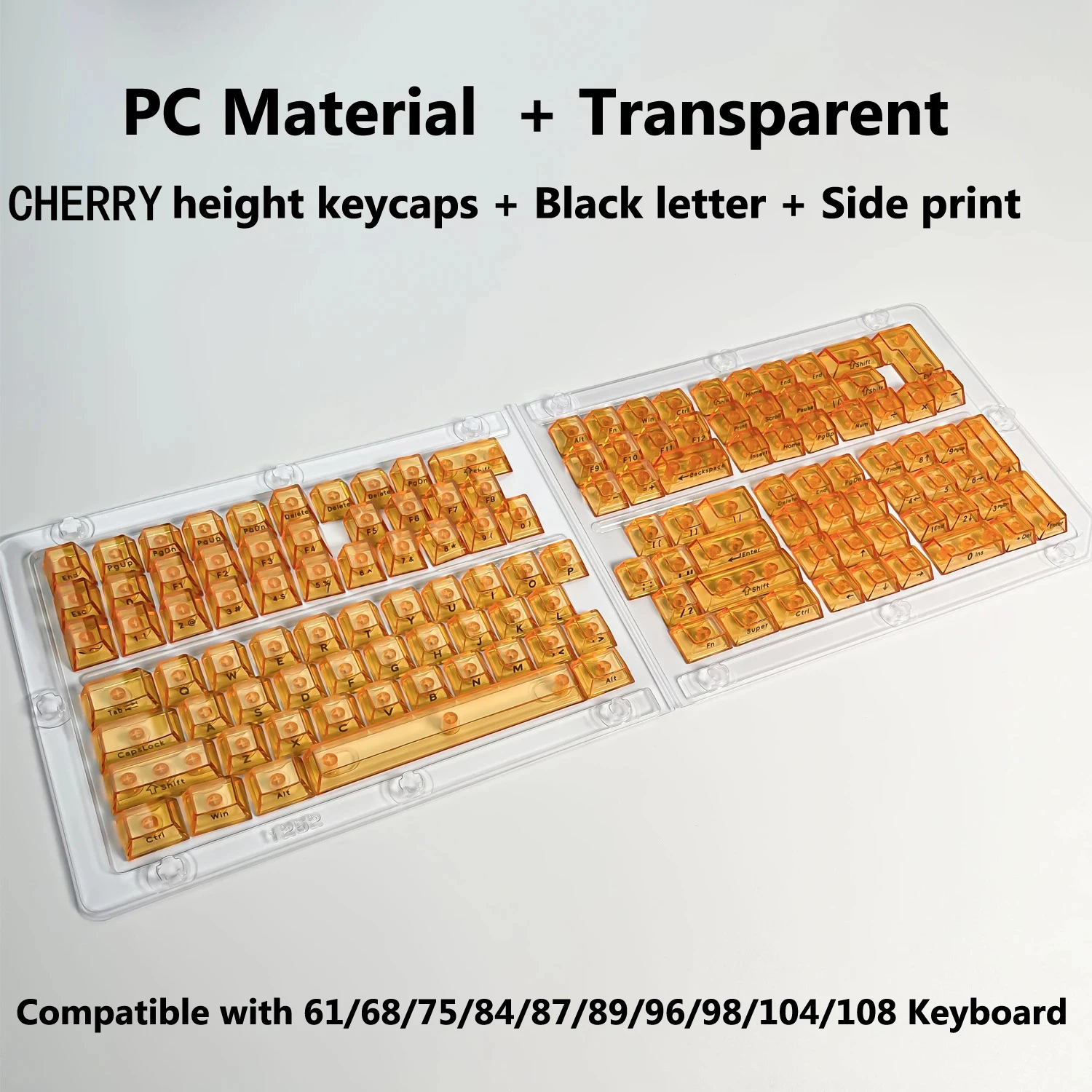 Juego completo de teclas transparentes para teclado mecánico Wooting, PC, perfil Cherry, frontal/lateral/sin impresión, teclas retroiluminadas RGB, más de 130 teclas - imagen 5