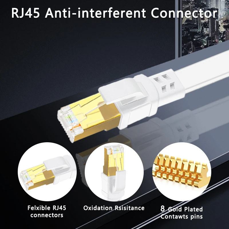 Cable Ethernet Cat 8 RJ45 40Gbps 2000MHz Blindado Alta Velocidad - imagen 4