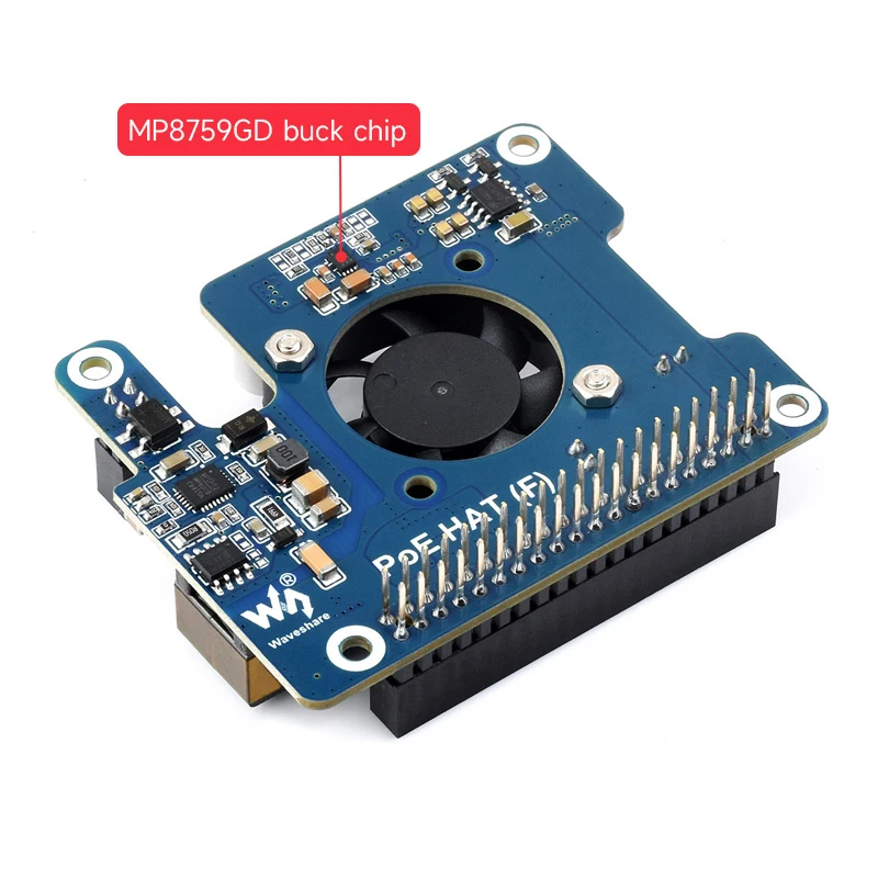 Raspberry Pi 5 PoE HAT (F) 802.3af/at ventilador de refrigeración integrado de alta potencia sobre Ethernet con disipador térmico de Metal para RPi 5 Pi5 - imagen 5