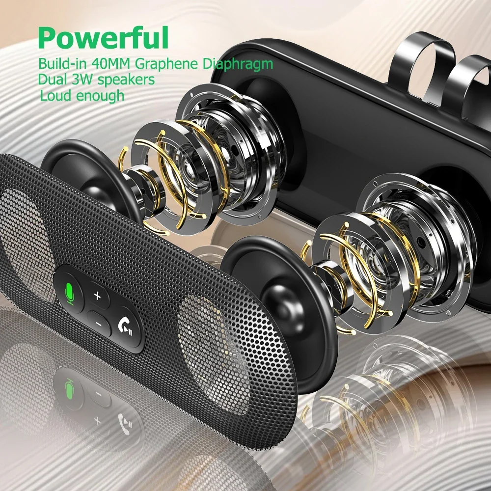 Kit manos libres Bluetooth 5,4 para coche, altavoz con visera, reproductor de música, altavoz de 6W, receptor de música inalámbrico con asistente de voz - imagen 2