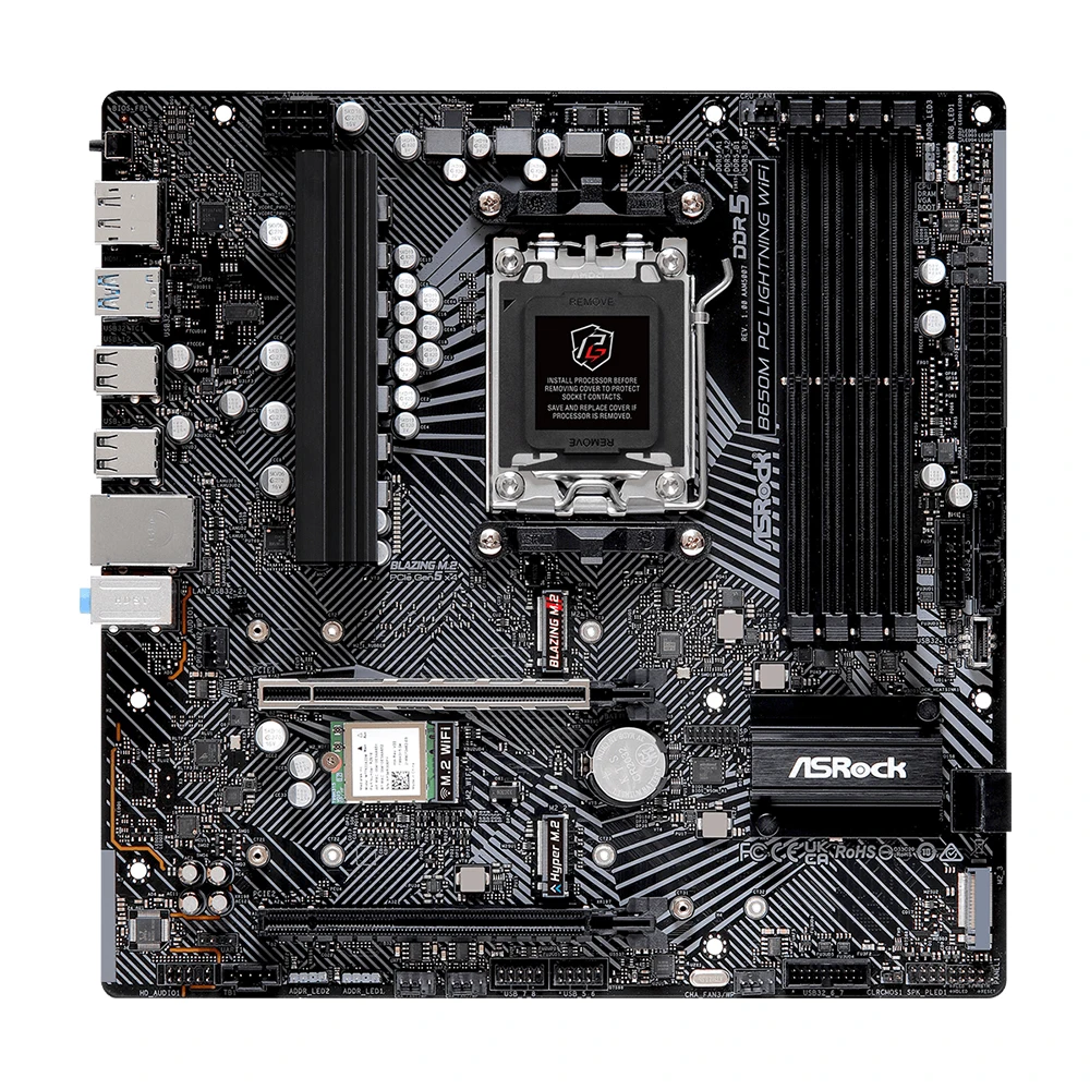 ASRock B650M PG LIGHTNING WIFI placa base AM5 Socket soporte 7900X 7800X3D 7600 CPU 4xDDR5 7200MHz 256GB HDMI M.2 NVME PCIe 4,0 - imagen 2