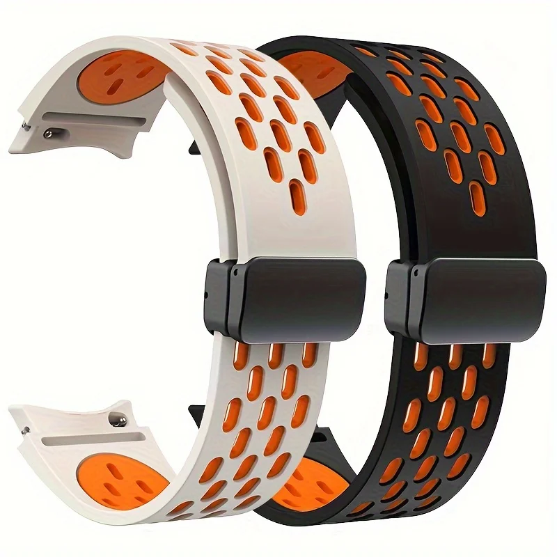 Correa oficial de silicona sin huecos para Samsung Galaxy Watch 7 6 5 4 40mm 44mm 5 Pro banda con hebilla magnética 6 pulsera clásica de 47mm