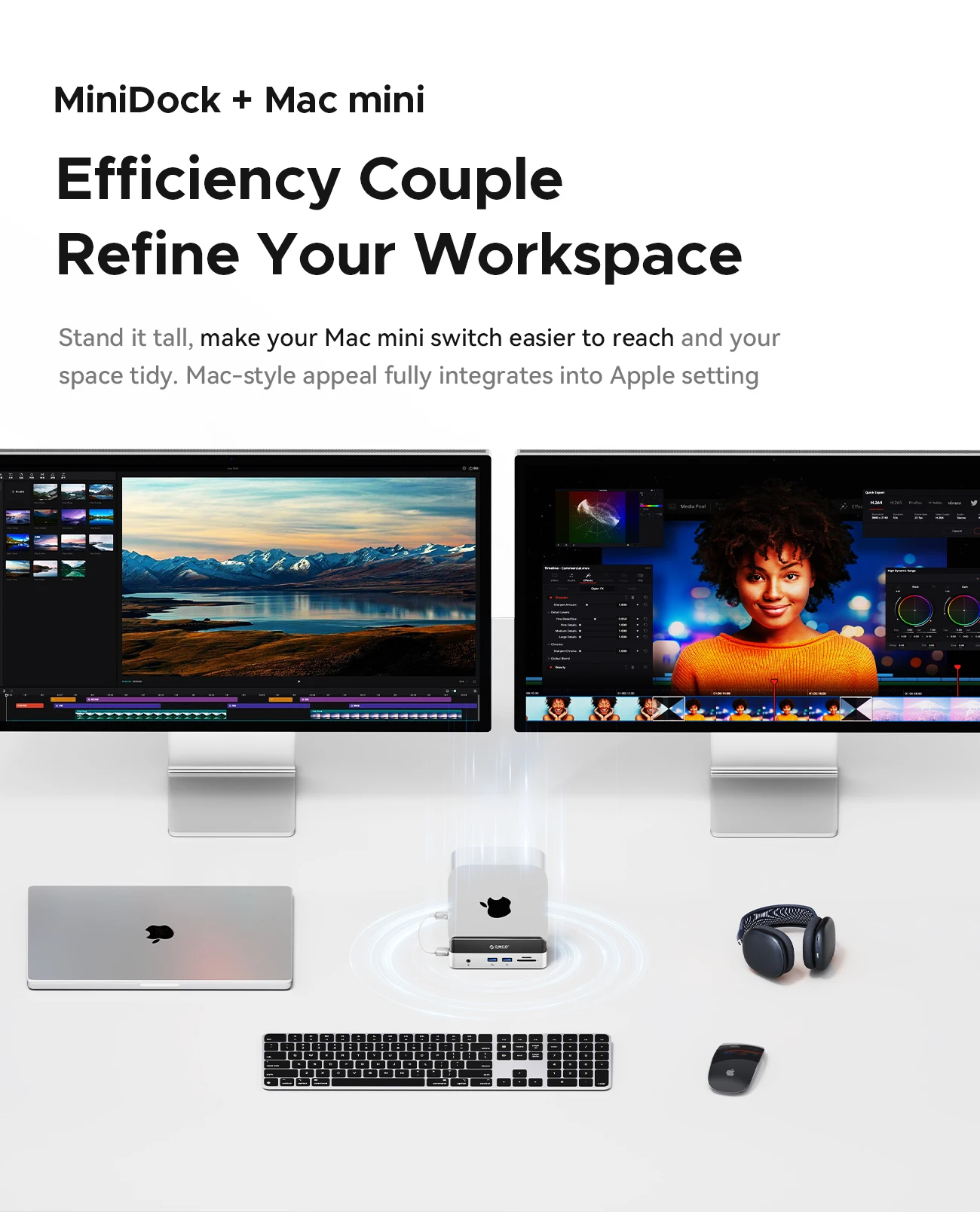 ORICO VSE USB3.2 Gen2 tipo C soporte de base de expansión para Mac Mini M4/Pro con opciones M.2 SSD 512G 1T 2T base de unidad externa - imagen 3