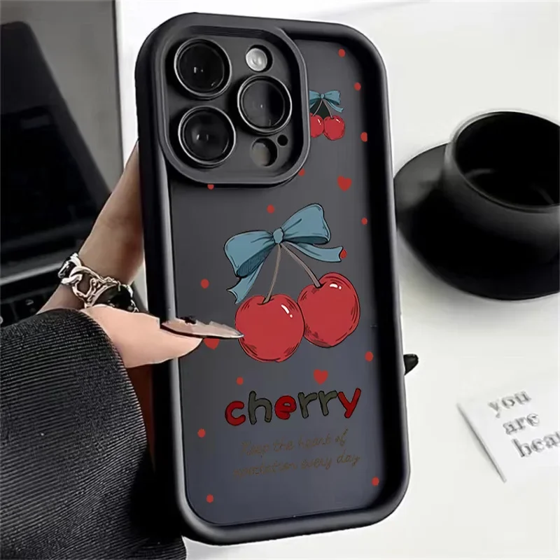 Funda para IPhone 17 Air 17 Pro 16 15 14 13 12 PRO MAX 16E 15 14 Plus cubierta de silicona arco cereza Lichee antigolpes - imagen 2