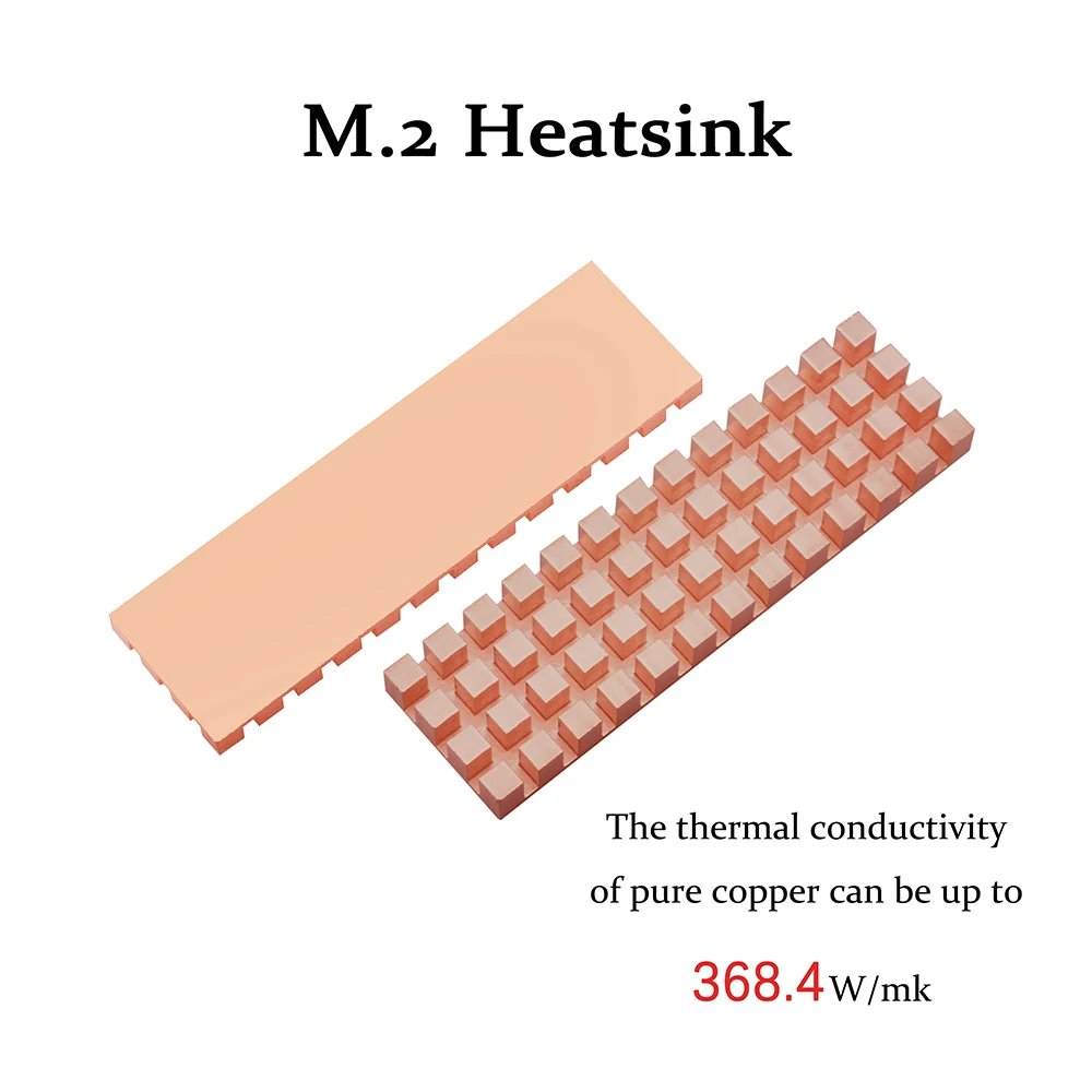 Disipador de calor M.2, conductividad térmica de cobre puro, radiador de disco de estado sólido de 386,4 W/m.k, refrigeración de 2/3/4/6mm de espesor para SSD 2280 M2 - imagen 2