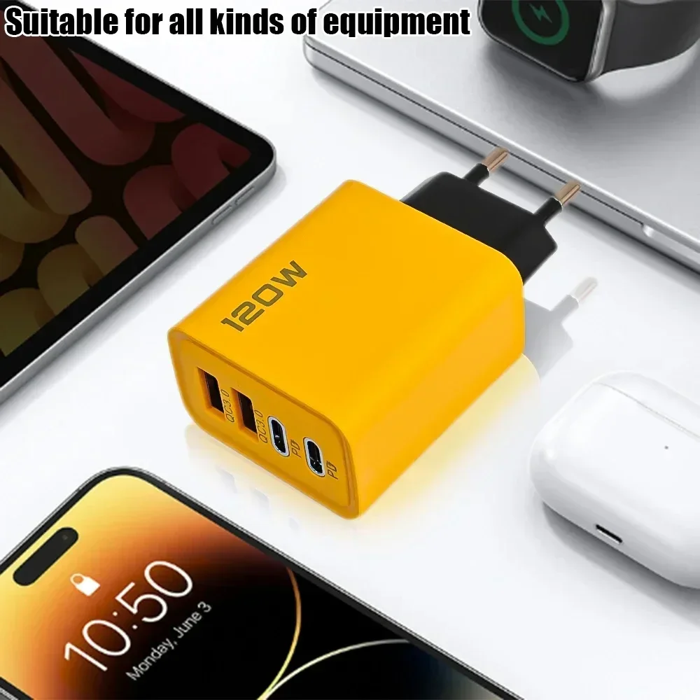 Cargador súper rápido de 120W tipo C PD cargador de carga rápida enchufe UE/EE. UU. Adaptador de cargador USB 3,0 de carga rápida para iPhone Samsung nuevo - imagen 5