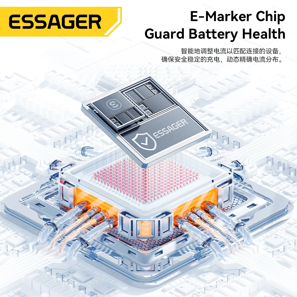 Essager Cable de carga rápida 4 en 1 de 240W para iPhone17 16 15 Pro Max Macbook iPad Xiaomi Samsung Macbook Cable USB tipo C a USB C - imagen 5