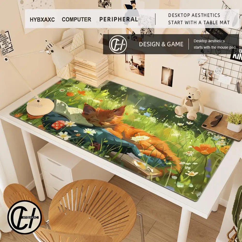 Alfombrilla de ratón de gato naranja durmiente, Base de goma grande, antideslizante, accesorios de escritorio para PC, alfombrilla para teclado de oficina y jugador, alfombrilla decorativa - imagen 3