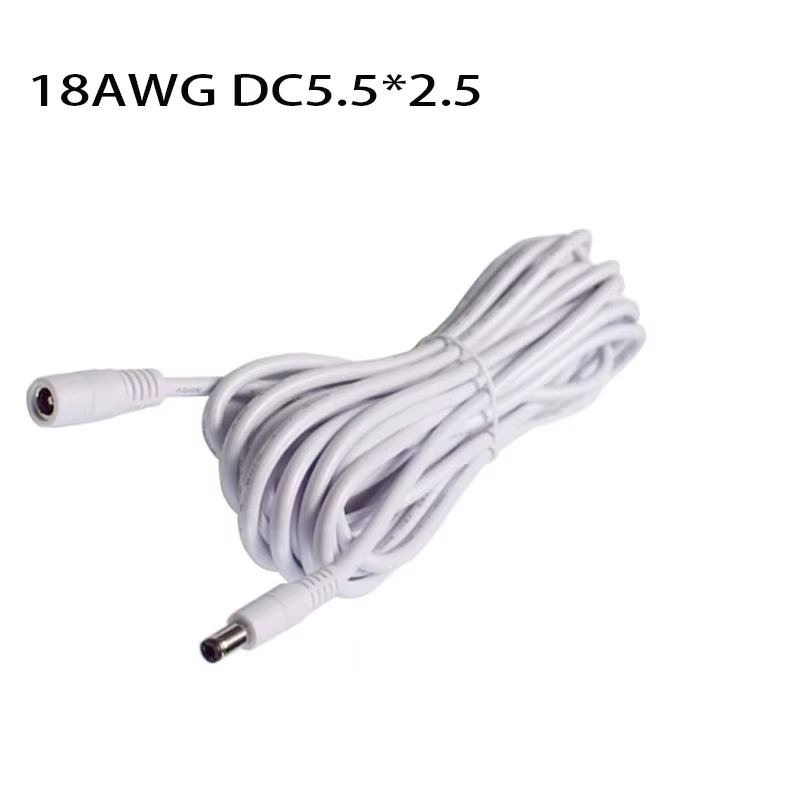 Cable de alimentación DC de 5,5x2,5mm, 19V/24V, 18awg, macho a hembra, Cable de extensión para proyector, enrutador de monitoreo, blanco de alta potencia
