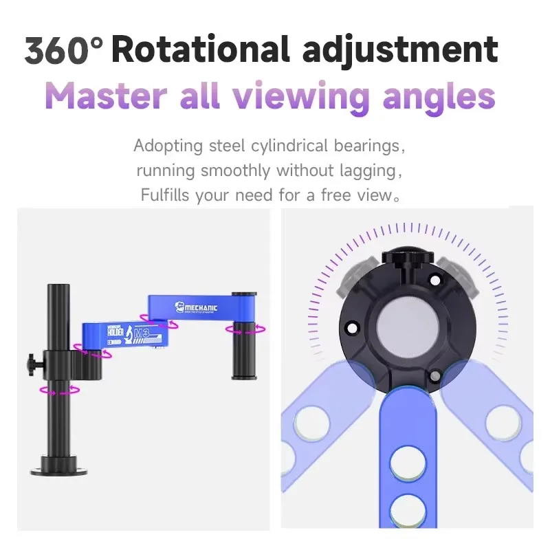 MECÁNICO M3 360 °   Brazo oscilante ajustable para microscopio, rotación extendida para mantenimiento de microscopio, herramienta de soporte oscilante - imagen 4