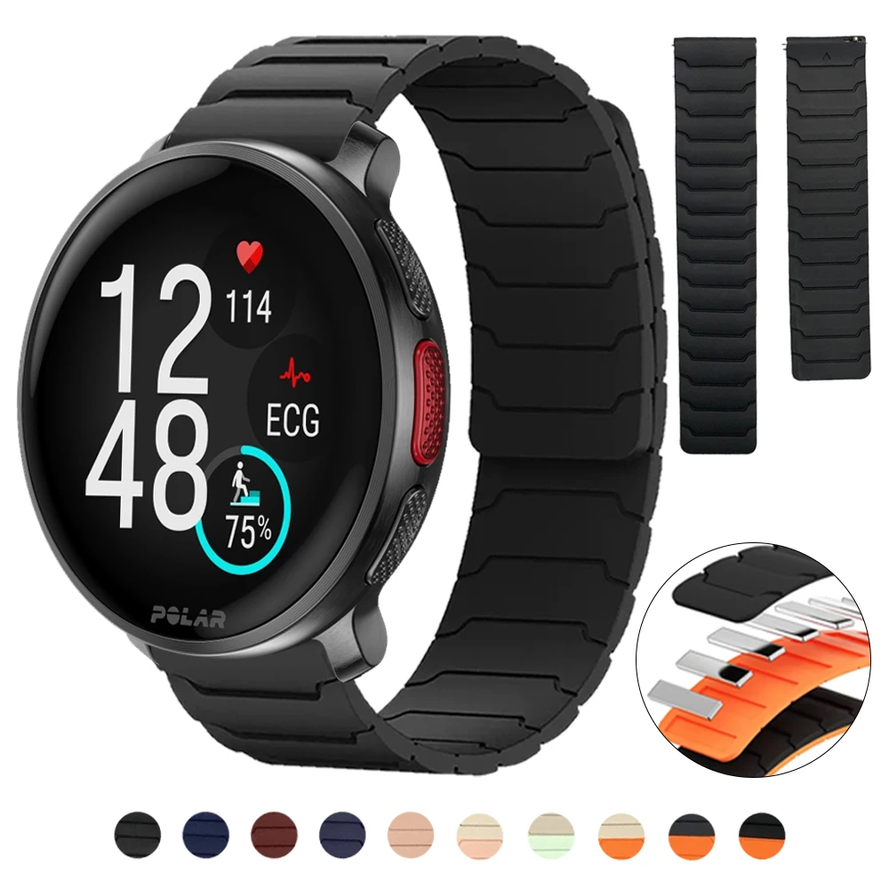 Correa de silicona de 22mm y 20mm para Polar Vantage M/M2/M3/V3/X/X2 Pro Titan, pulsera Ignite 3 2/Pacer Pro Unite, reemplaza bandas magnéticas