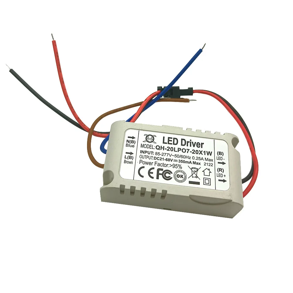 5 unids/lote 12-20X1W LED controlador interior de corriente constante para 12W 15W 18W 20W, entrada 85-265V, salida 300mA alto PF más de 95% - imagen 2