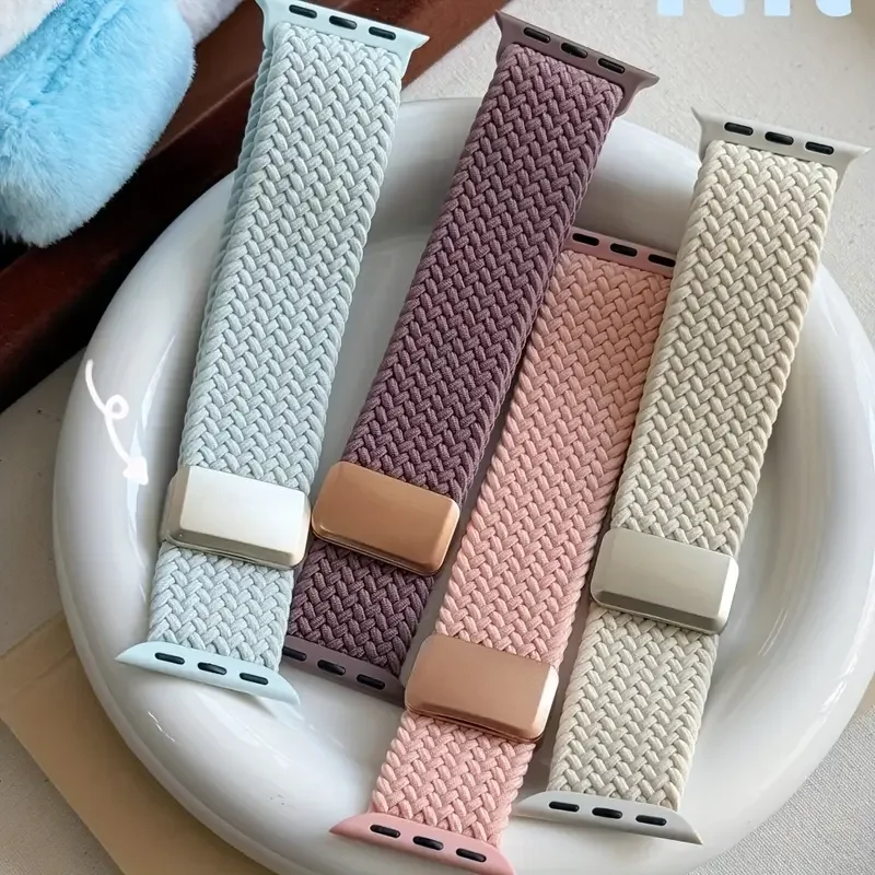Correa magnética para Apple Watch, pulsera trenzada de nailon de 44mm, 40mm, 45mm, 46mm, 49mm y 41mm, serie iWatch se 5 4 7 6 8 9 10 Ultra 2 - imagen 2