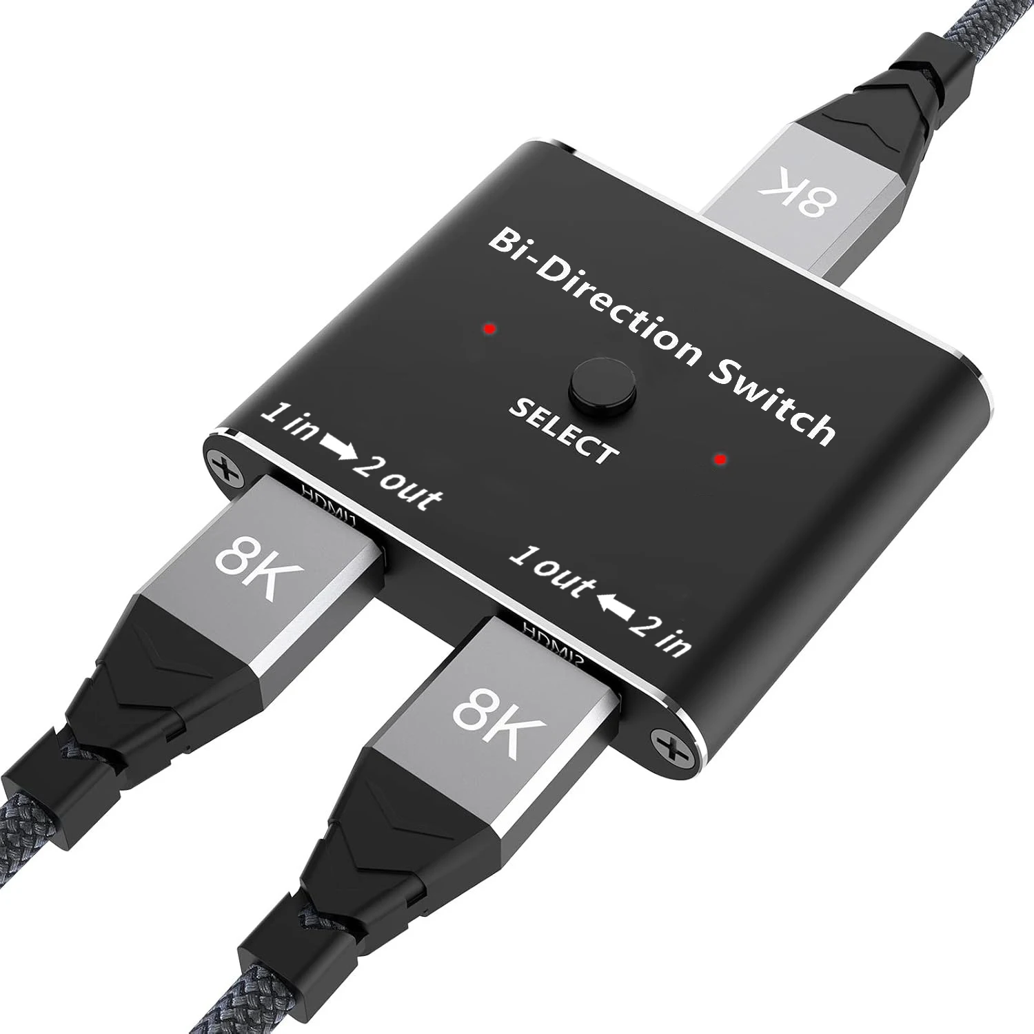Divisor de interruptor compatible con HDMI 2,1, aluminio, 8K, 4K, 120Hz, 48Gbps, 2 entradas, 1 salida, 1 entrada y 2 salidas, para ordenador portátil, Monitor de PC de escritorio