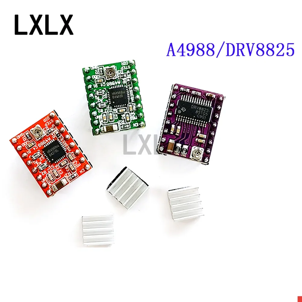 Controlador de Motor paso a paso, placa verde de disipador de calor para impresora 3D, 5 piezas, A4988, DRV8825, Reprap