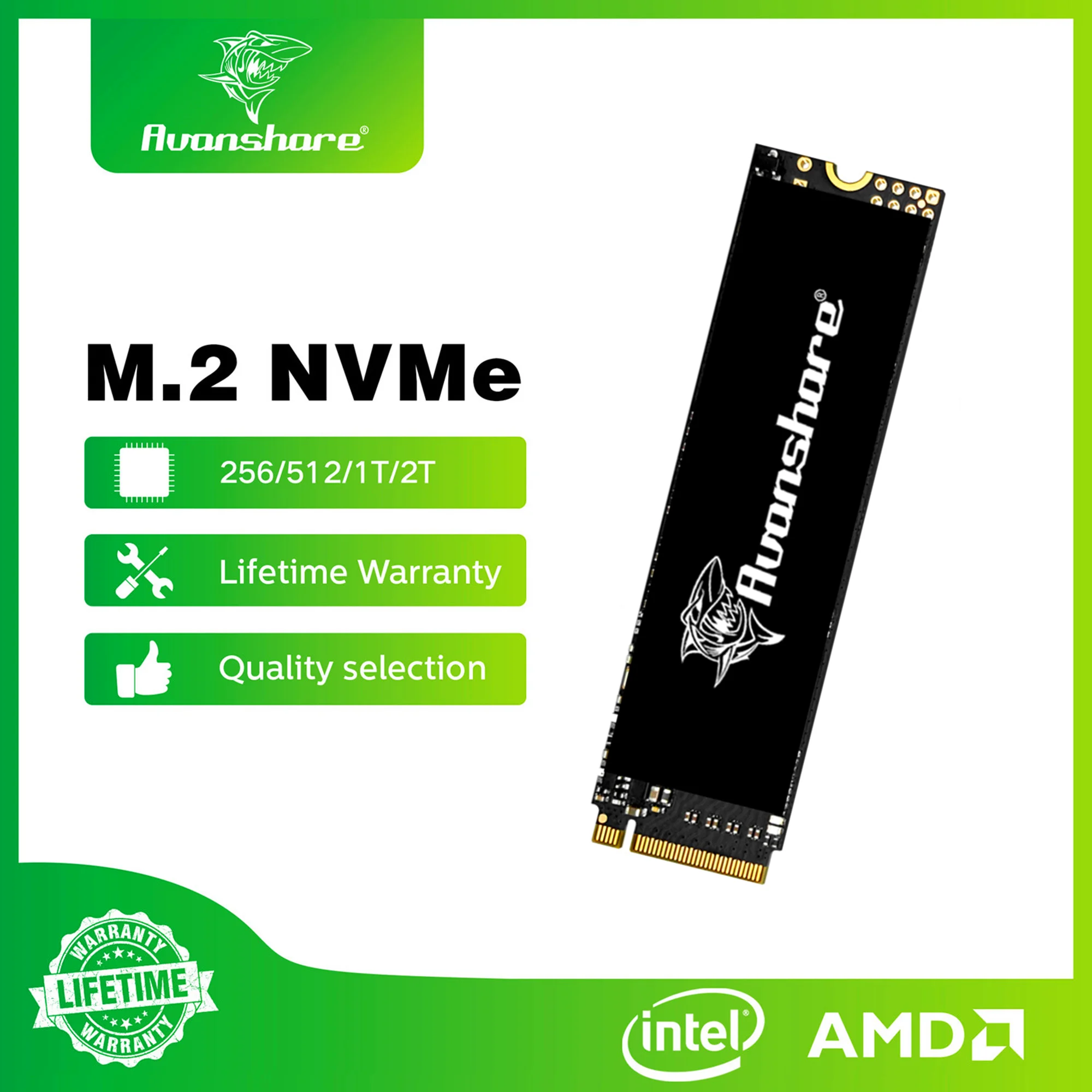 Avanshare SSD M.2 NVMe 128GB 256GB 512GB 1TB 2TB M2 NVMe PCIe3.0 M.2 2280 SSD disco duro disco de estado sólido para ordenador portátil de escritorio