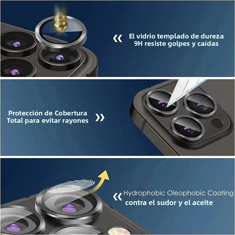 Protector de lente de cámara para iPhone 17 Pro Max 17Pro 17Air, Protector de anillo de Metal de vidrio para iPhone 14 15 16 ProMax, 3-2 uds. - imagen 5
