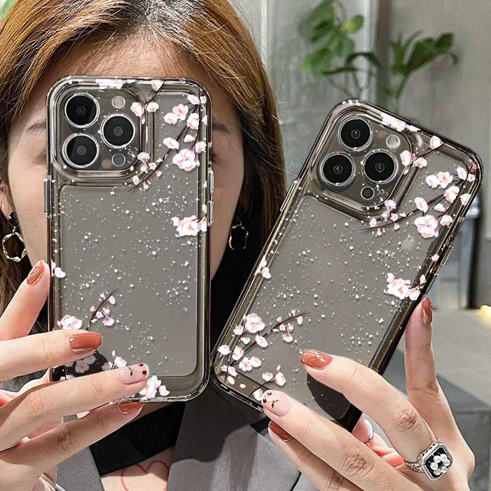 Funda Floral de silicona suave para iPhone, Fundas transparentes para modelos 15 Pro Max, 11, 13, 14, 12, XR, X, XS, 7, 8 Plus, SE 2020, 15 Pro Max, 13Pro Max - imagen 2