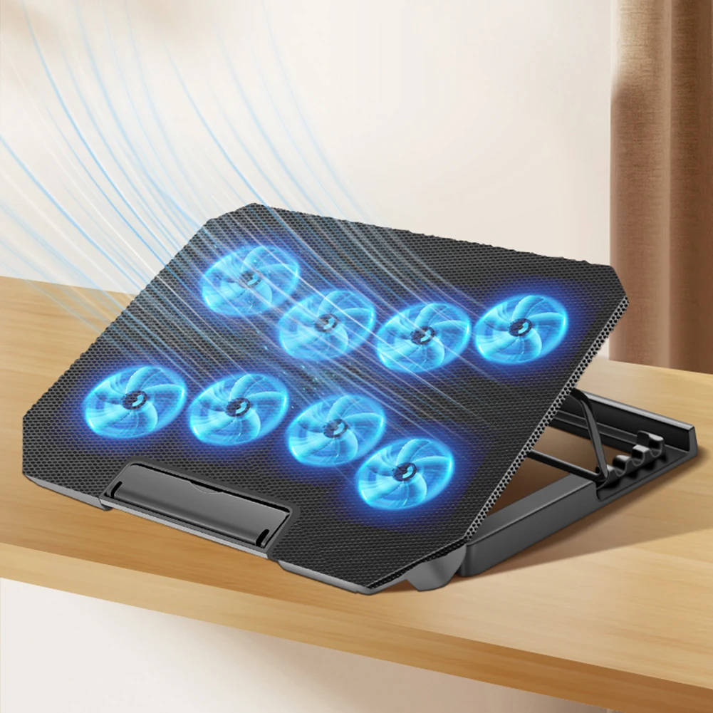 Enfriador de ordenador portátil para juegos de 16 pulgadas con 8 ventiladores silenciosos, soporte para Notebook, puerto USB Dual, almohadilla de refrigeración plegable para Notebook/teléfonos/MESA - imagen 3