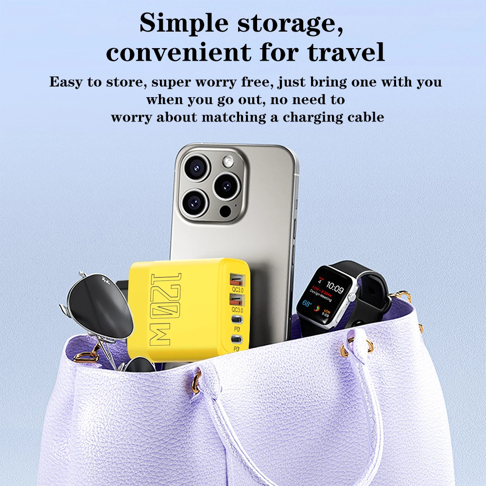 Cargador USB C de 120W tipo C cargador de carga rápida PD carga rápida 3,0 adaptador de pared para teléfono para iPhone 16 Xiaomi Samsung Huawei - imagen 3