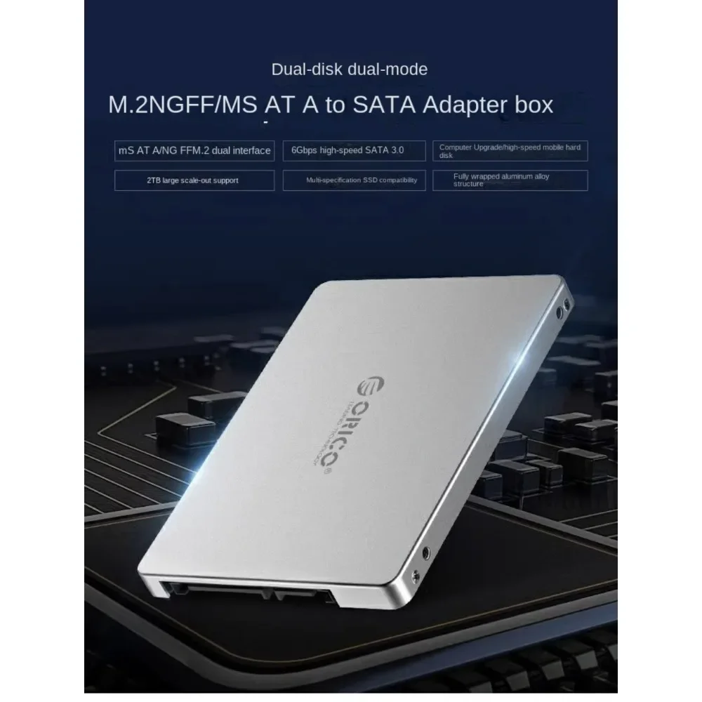 ORICO M.2 NGFF a SATA3.0 caja adaptadora MSATA a SATA3.0 caja de disco duro de metal con 2,5 incorporado para 2230 2242 2260 2280 m2 SSD - imagen 3