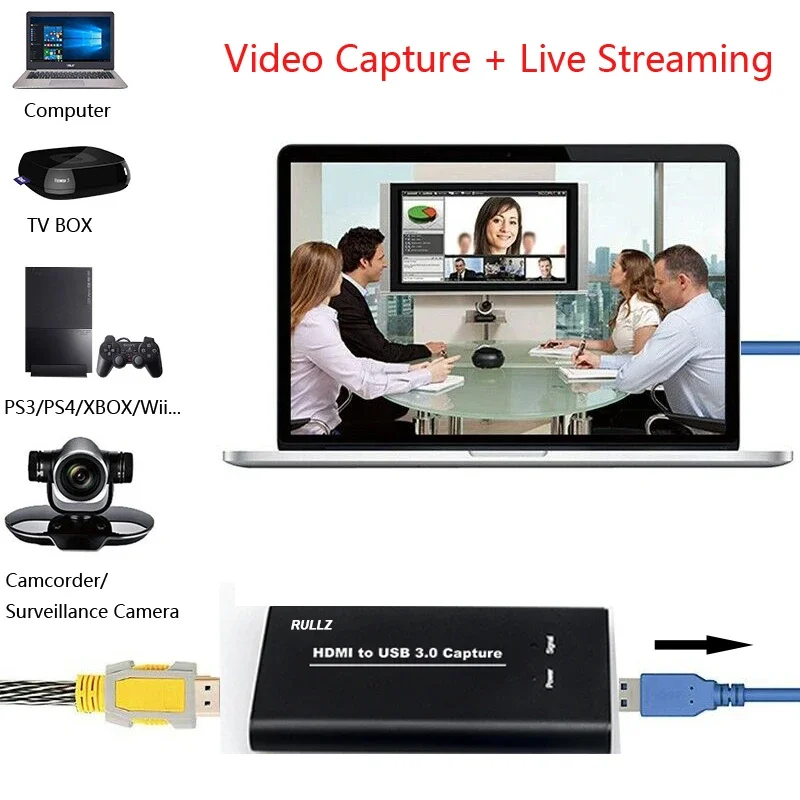 Graphics Capture Card 4K HDMI To USB 3.0 Video Recording Box for PC Game Live Streaming Video Recorder Mic in Audio Out Loop - imagen 5