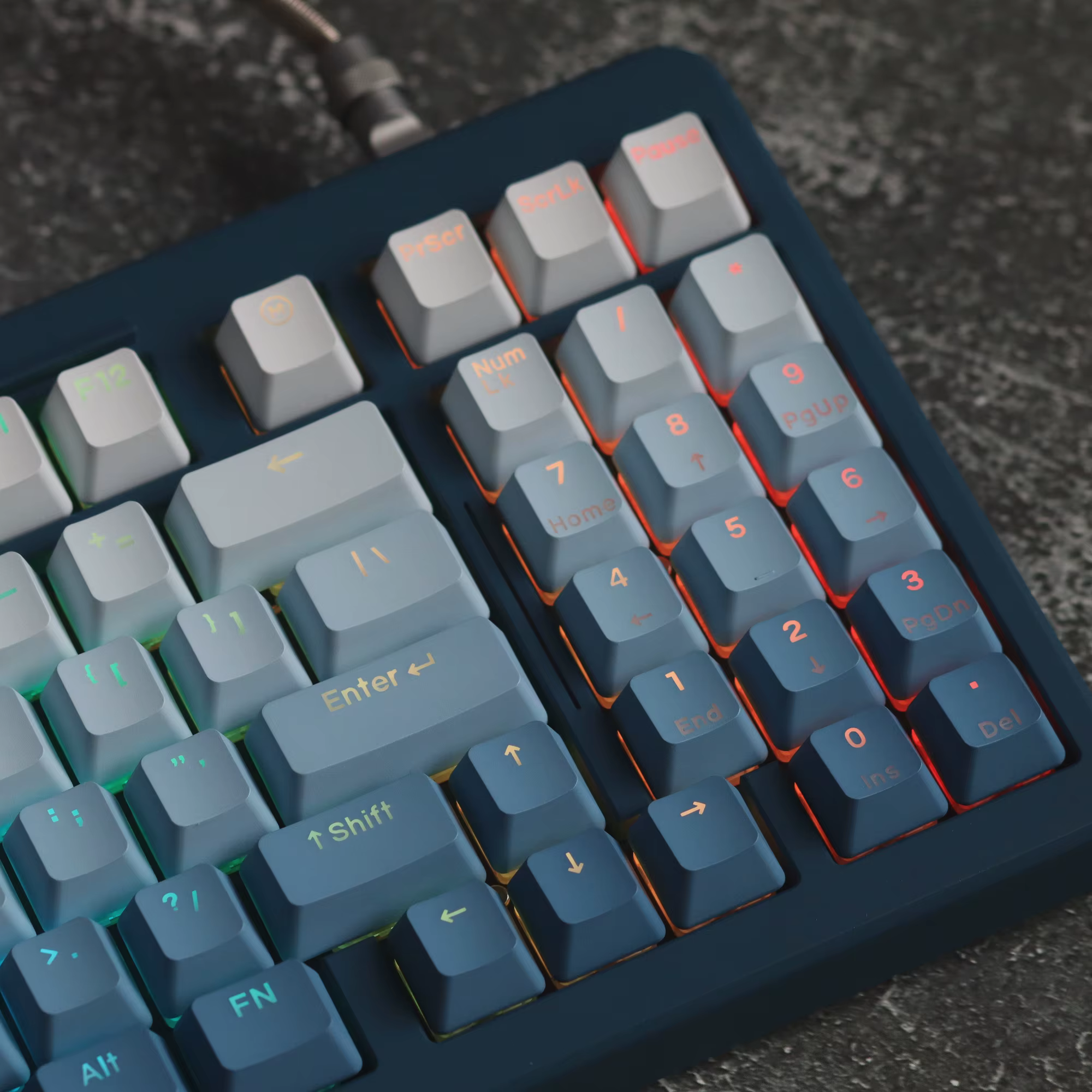 Teclas PBT Azul Gradiente Retroiluminadas – Perfil OEM