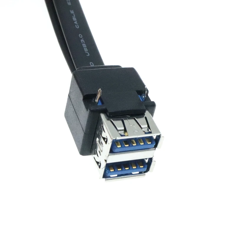 Cable de Panel frontal USB 3,0 de 0,3 m, 0,5 m, 0,8 m, 19 pines, 20 pines a doble capa, 2 puertos USB hembra, Cable de datos con pines para chasis DIY - imagen 5