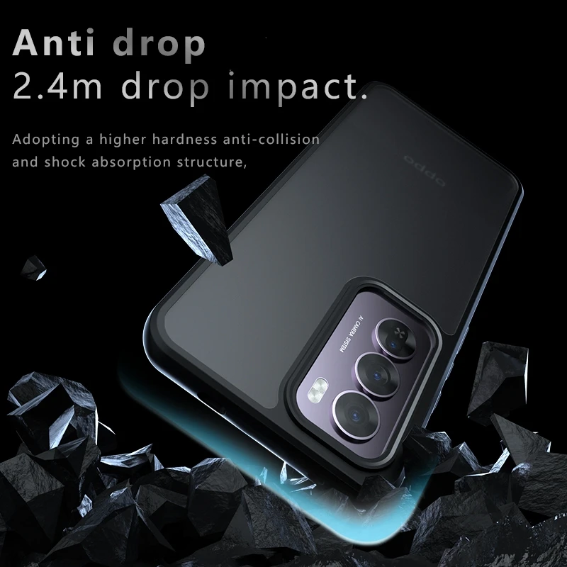 Funda para OPPO Reno 12 Pro, cubierta a prueba de golpes, mate, esmerilada, transparente, 5G - imagen 3
