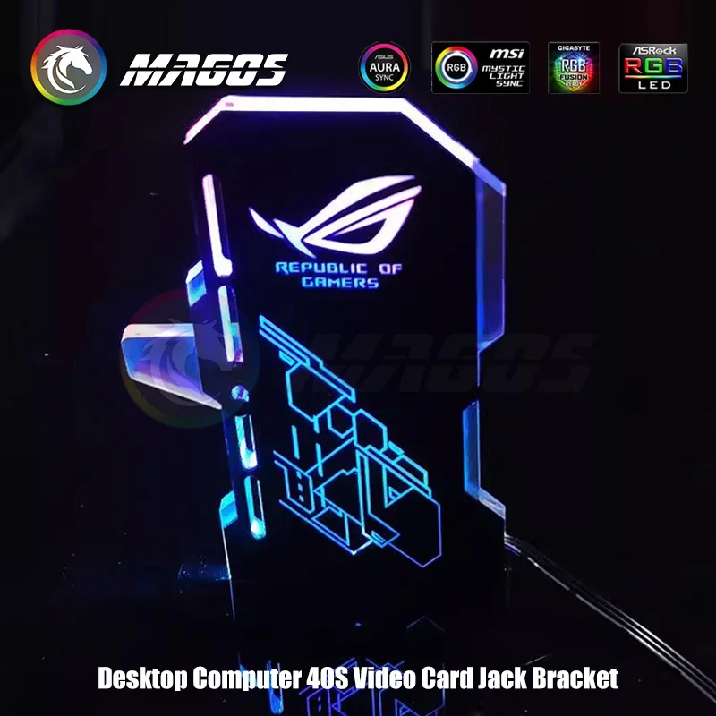 Soporte para tarjeta de vídeo 40S para ordenador de escritorio, soporte para conector ARGB 5V SYNC, montaje Vertical, soporte para GPU, marcas luminosas, fe, negro/blanco - imagen 5