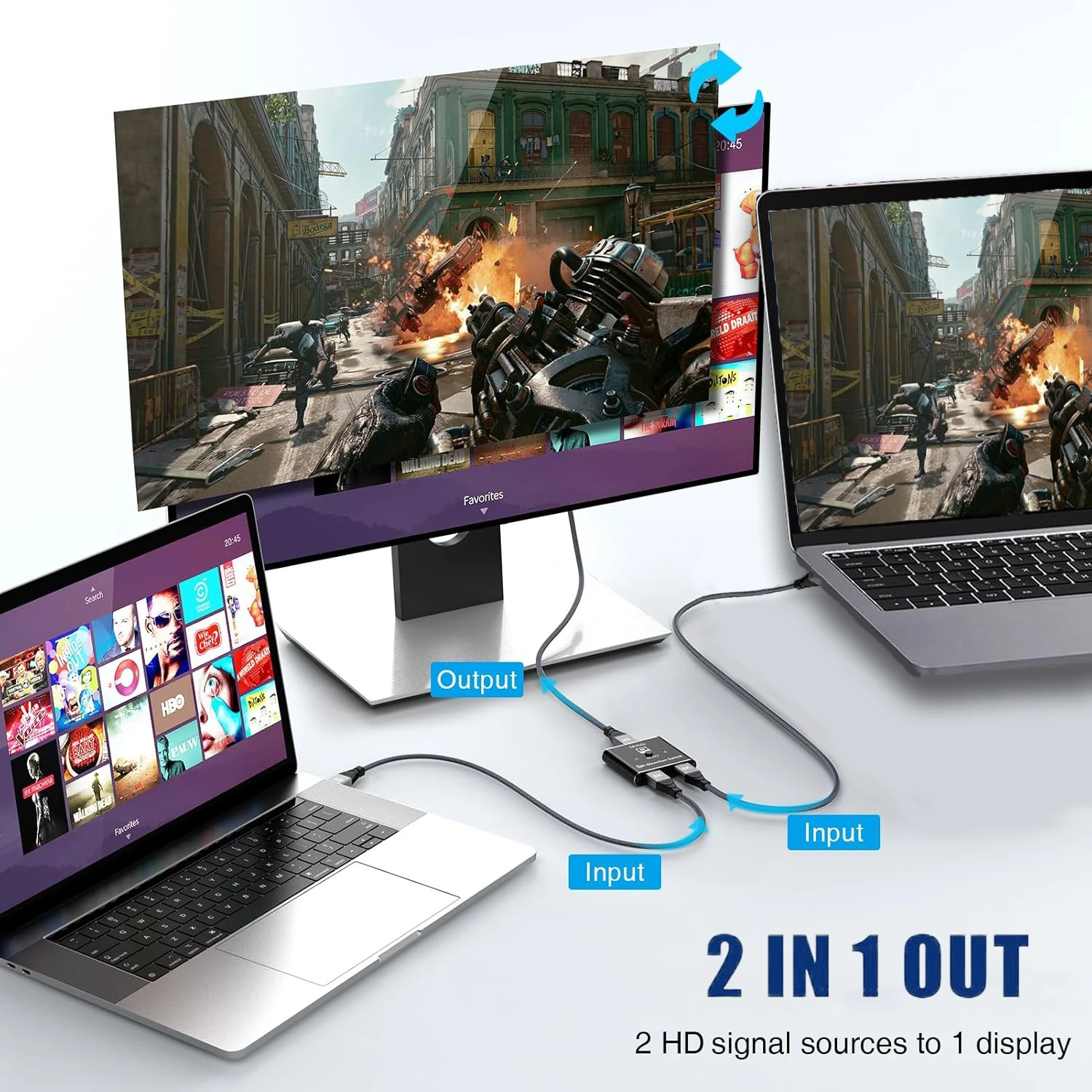 Divisor de interruptor bidireccional 8K compatible con HDMI 1 entrada 2 salidas 8K 4k @ 120Hz para Monitor Dual compatible con HDCP 2,3 HDR para ordenadores portátiles - imagen 5