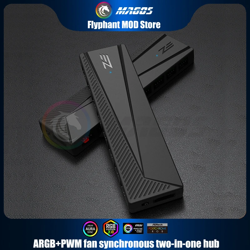 Convertidor de ventilador RGB de escritorio, compatible con placa base 5V/12V, sincronización 5VARGB a MB 12V/5V AURA SYNC, 1-8 vías duales