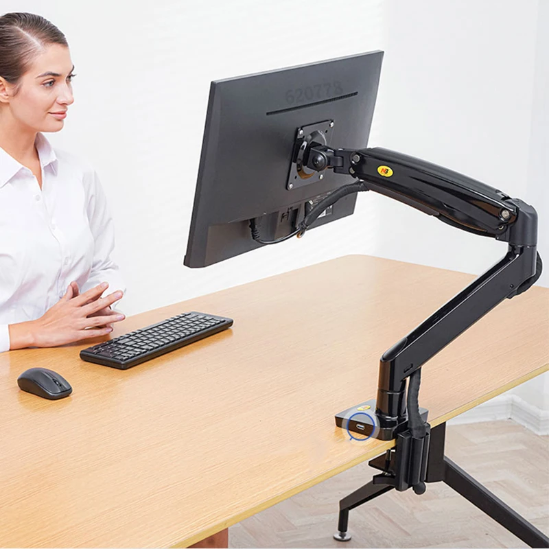 NB F100A Soporte de brazo para monitor de escritorio con resorte de gas para brazo de montaje de monitor de 22-35 pulgadas y 3-12 kg con puerto USB 3.0 - imagen 4