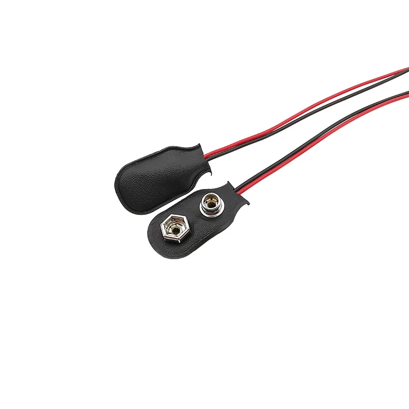 Clips de batería de 9V, conector de conexión de Cable rojo y negro, Clip de batería de 9 voltios, abrazadera a presión, cables de prueba, longitud de 15CM, 5 uds. - imagen 2