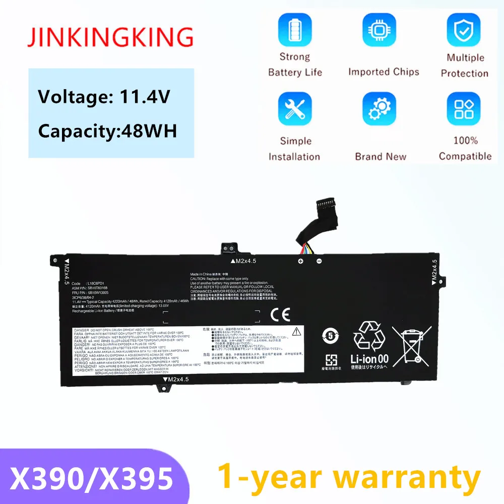 L18C6PD1 batería del ordenador portátil para Lenovo ThinkPad X390 X395 L18M6PD1 X13 1a generación (2020) serie TP00106A L18D6PD1 TP00106B L18M6PD2