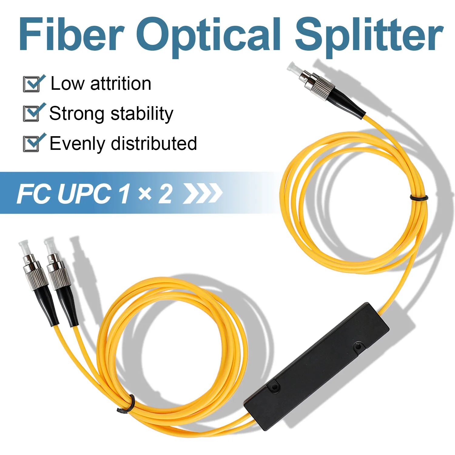Divisor de Cable de fibra óptica 1x2 FC UPC PLC con acoplador de cableado de relación 50:50 de canal de distribución 1 a 2 para sistema GPON,FTTH,CATV - imagen 2
