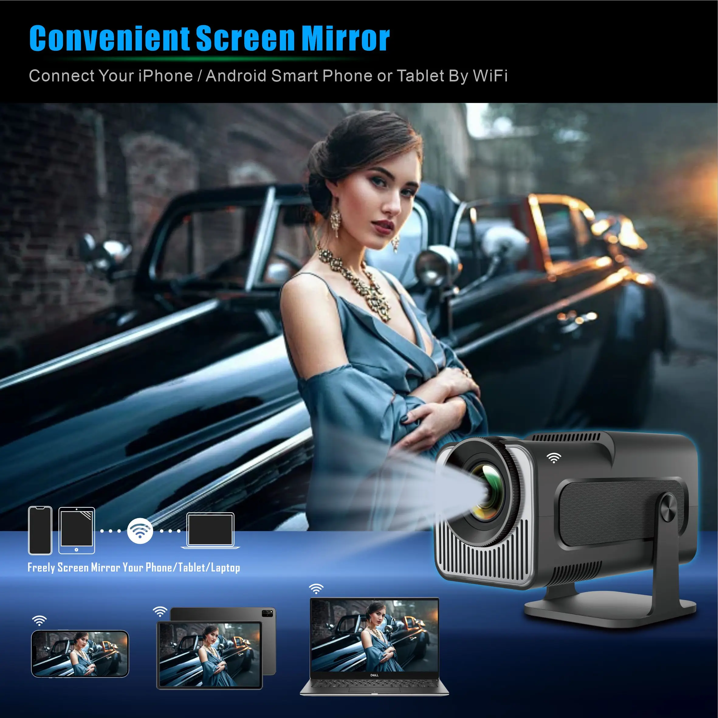 Proyector Woopker HY320 Mini actualización Android 11 compatible con 4K nativo 720P 300ANSI Wifi6 BT5.0 proyector portátil para usuarios domésticos - imagen 4