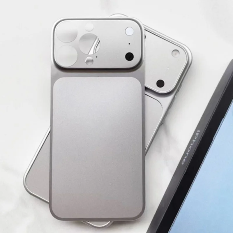 Funda de teléfono Original AG mate ultrafina con placa trasera de Metal para iPhone 16 15 14 13 Pro Max pegatina brillante gira al instante 17 cubierta